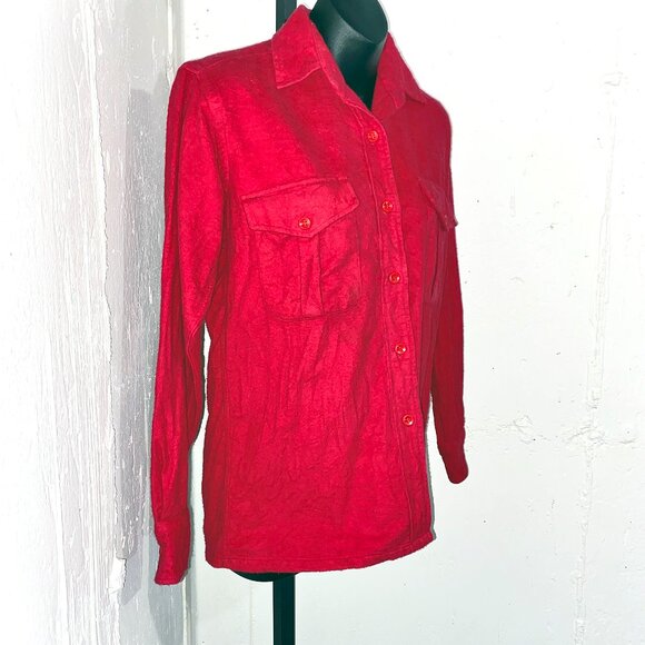 Vintage L.L. Bean Red Button Up Blouse Size Medium - Picture 2 of 10